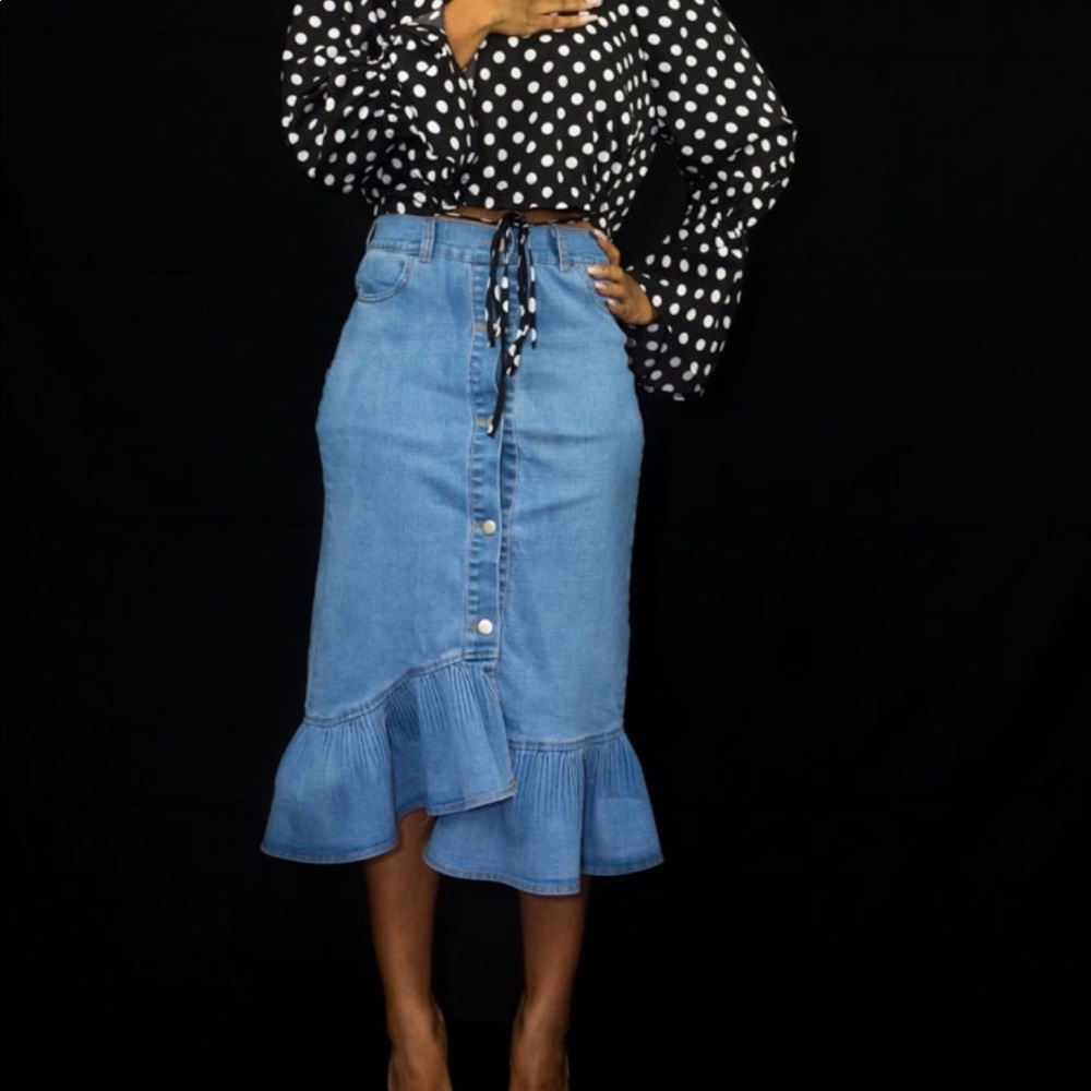 Unbalanced Denim Skirt